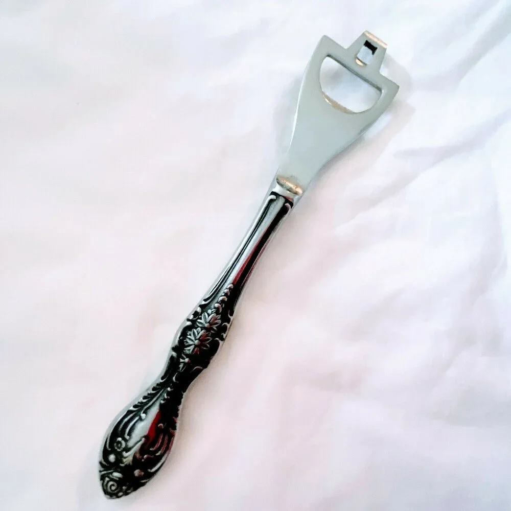 Vintage Stainless Bottle Opener Mid Century long handle Flatware Handle.